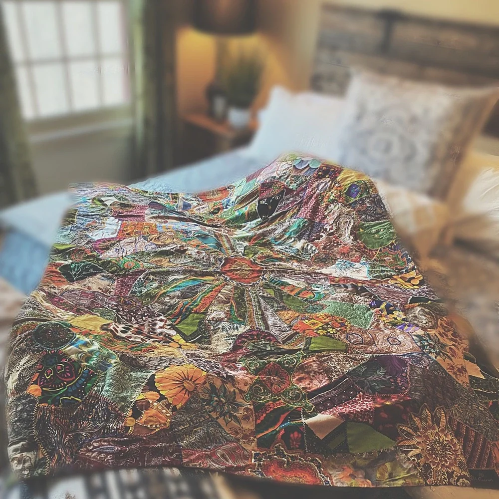 OOAK Family Heirloom Crazy Quilt - Handmade by Grandma Ella Anderson